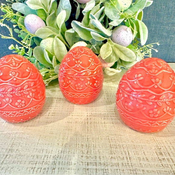 Easter wreath custom designed purple green wooden new bundle ceramic eggs coral - Picture 4 of 6